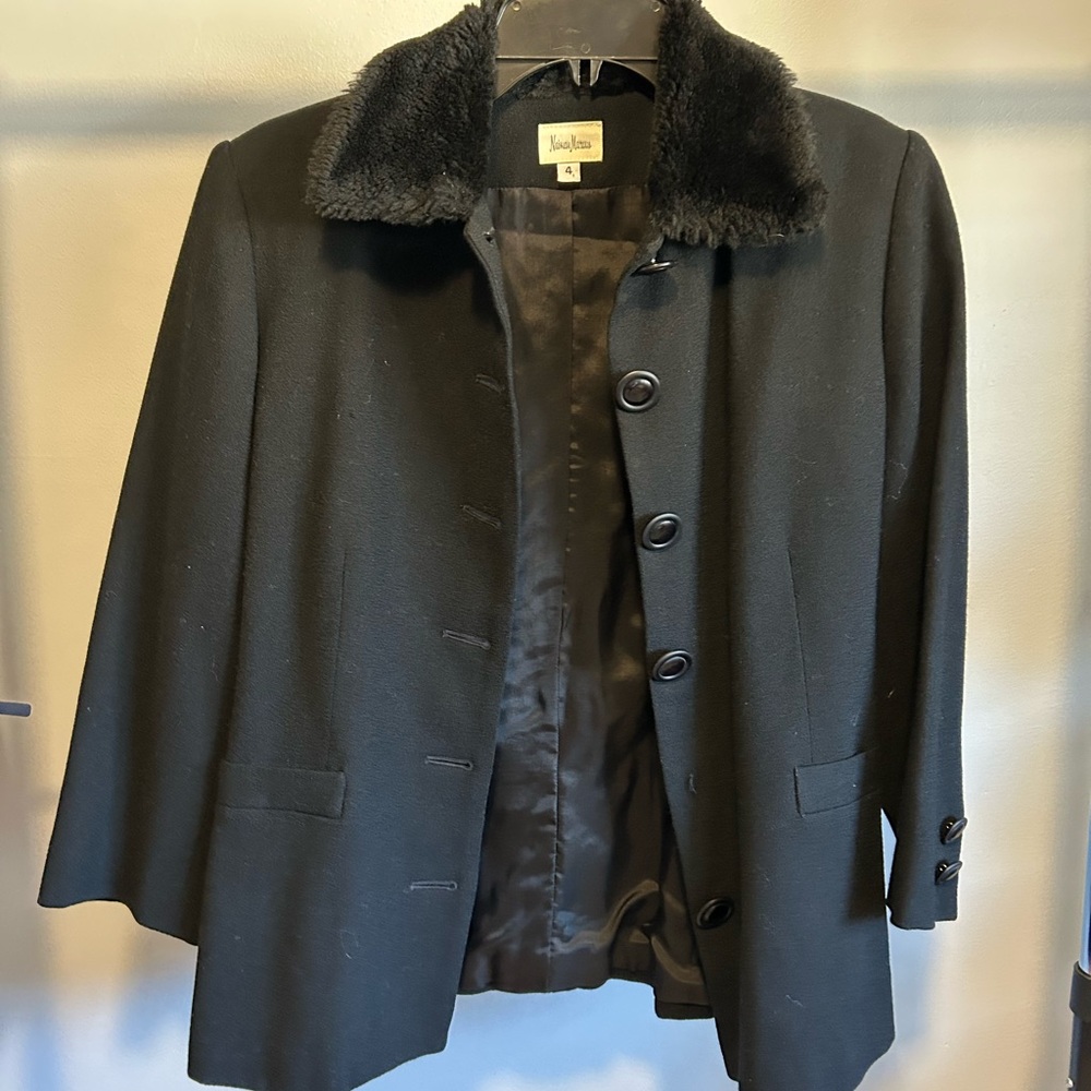 Neiman Marcus Faux Fur Black Coat! - Picture 5 of 5